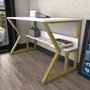 Hanah Home Wake Mesa de Estudio Blanco y Oro